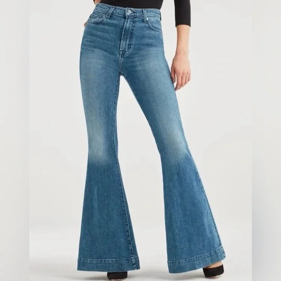 7 FOR ALL MANKIND | Mega Flare Jeans Cashmere Size 26 Retro Y2K Kendrick Lamar - Picture 2 of 9